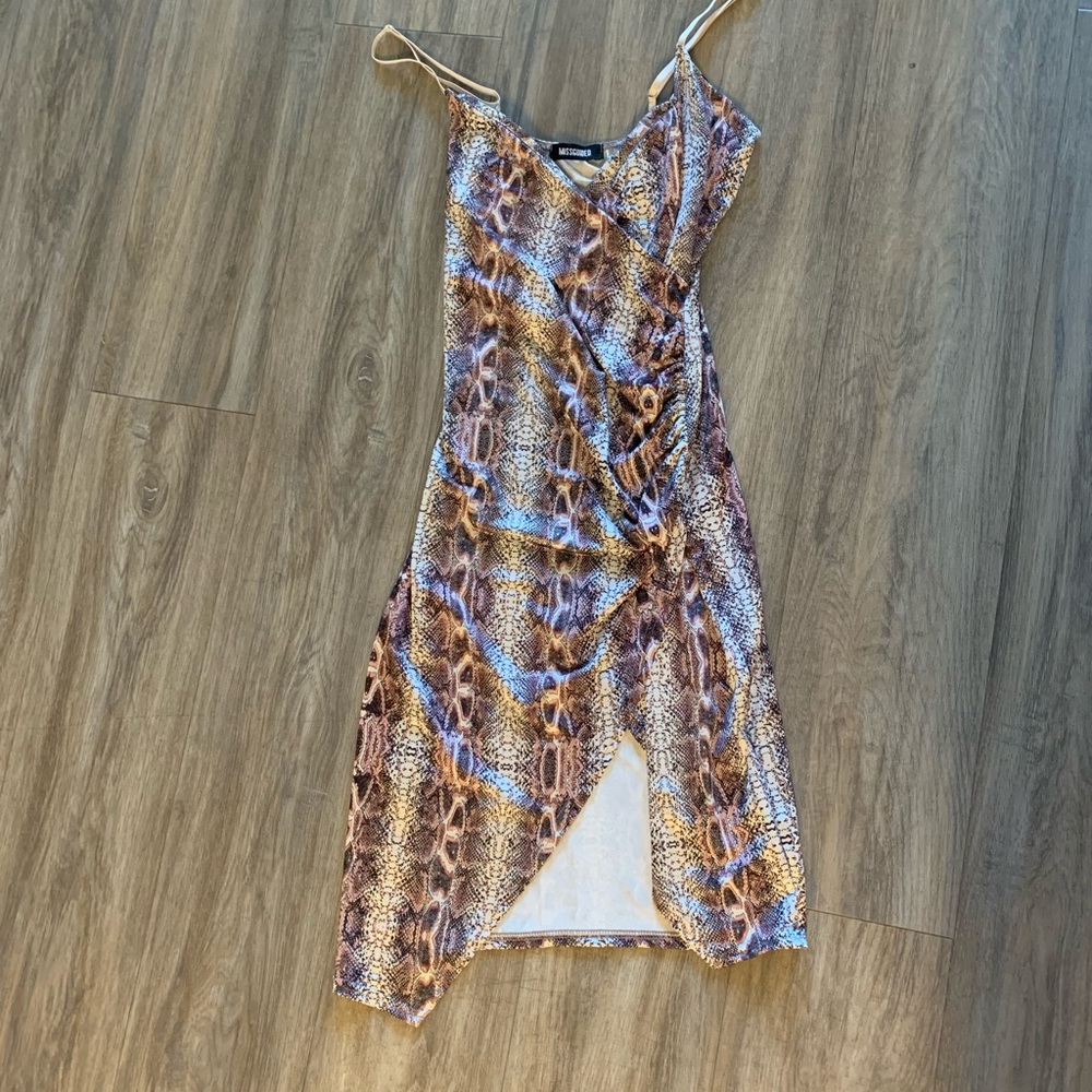 Missguided Pink Snake Print Dress